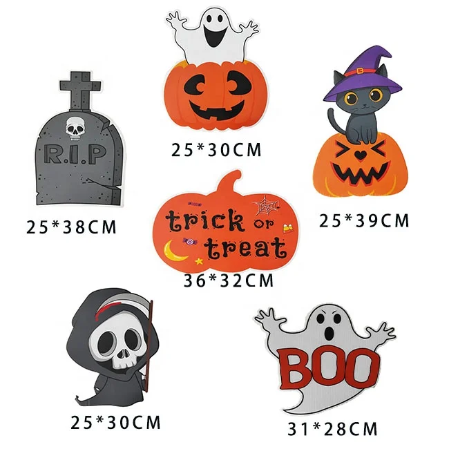 
Corrugated Board Halloween Pumpkin Ghost Tombstone Yard Lawn Decoration with Stake Signboard 