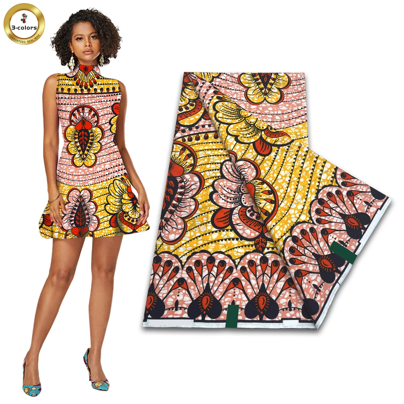 Wholesale Africa 100% Cotton Wax Fabrics Real Wax 6 yards For Garment Clothing Dress