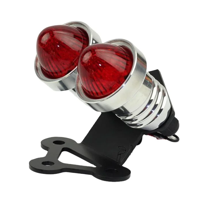 Silver Aluminum Motorcycle Rear Tail Light Motorbike LED Brake Stop Lights For Harley Bobber Chopper Custom Cafe Racer