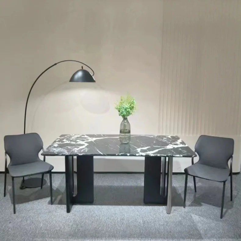 WESOME Luxury Wedding Restaurant Dinning Room Tables And Chairs Set Stainless Steel Base Marble Dining Table For Hotel