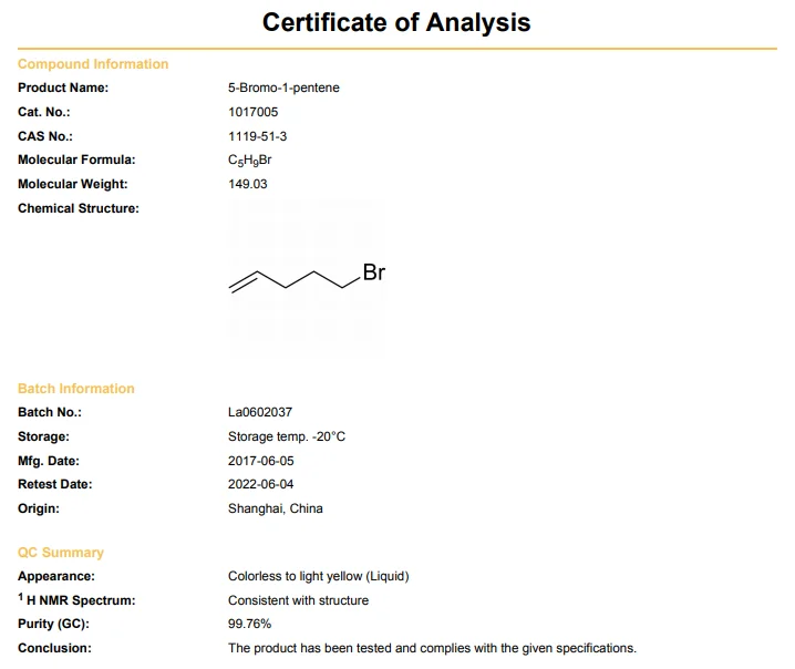Химический реагент 5-бром-1-пентен CAS