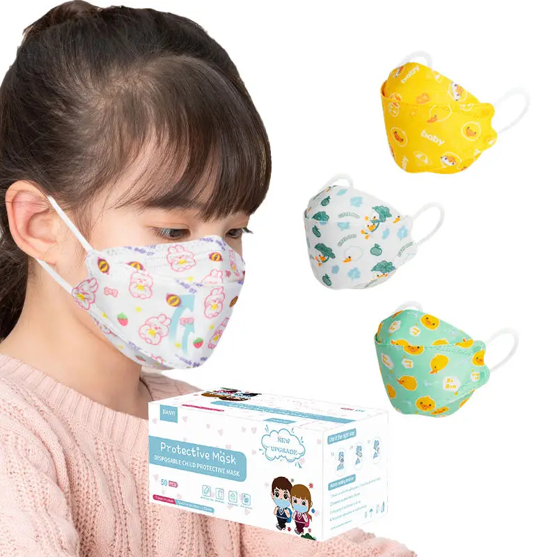 3D Fish Shaped kids 50 Pcs Per Box Face Mask  Face Mask Kids Disposable Non-woven kids medical face mask