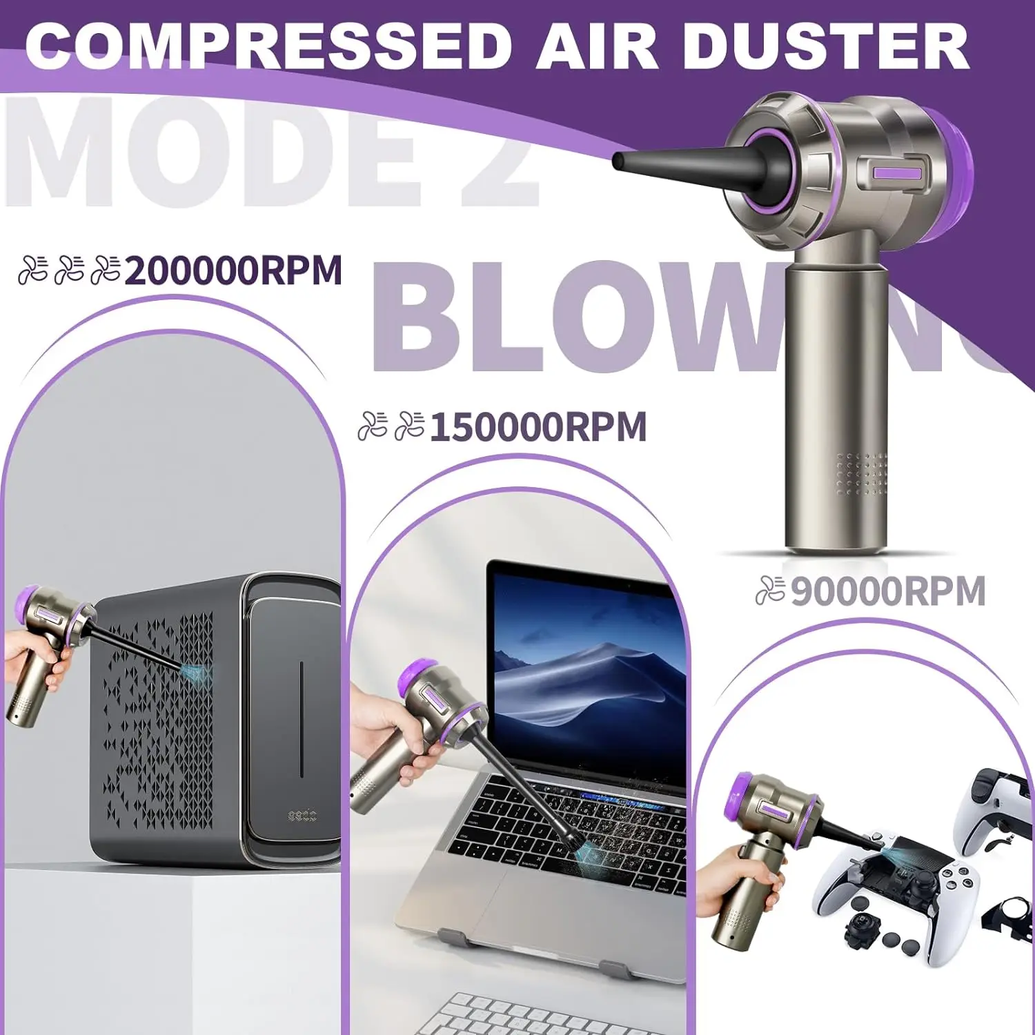 Portable Mini ABS Vacuum Cleaner Multifunctional Wireless with Strong 15000pa Power Suction for Car Interior Cleaning