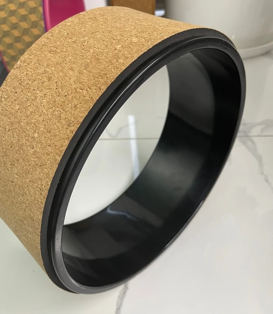 Umicca Eco-Friendly Fitness Backbend Yoga Stretching Deep Tissue Massager Natural Cork Back Stretcher Roller Wheel