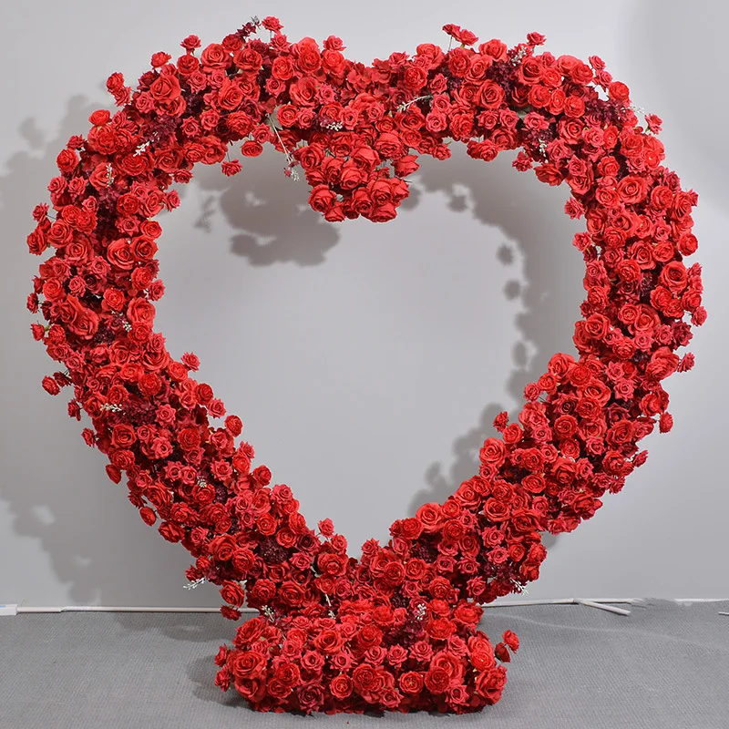 Hot Selling Heart Shape Red Rose flower Arch For Wedding Garden Home Decor
