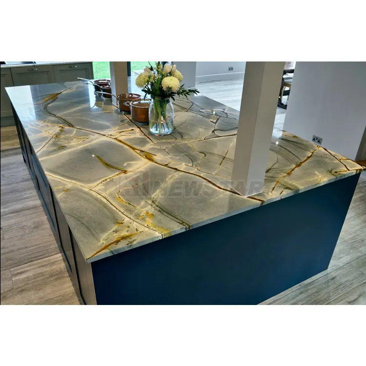 Newstar Stone Luxury Natural Blue Quartzite Granite Slab Louise Fusion Moon Blue Brazil Blue Roma Marble