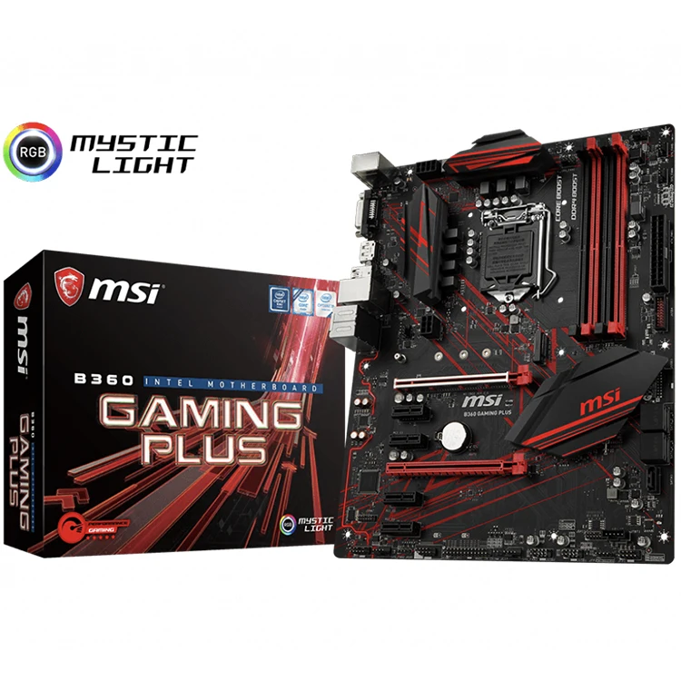 Материнская плата MSI B360 GAMING PLUS поддерживает процессоры 9/8-го поколения Intel Core / Pentium Gold / Celeron для socket LGA 1151
