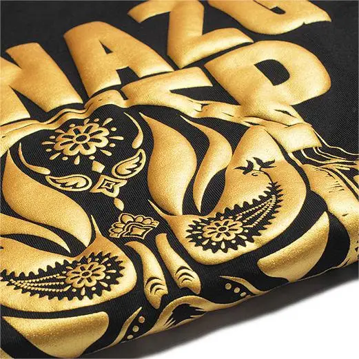 wholesale Crew neck plain tshirts custom Metallic gold Silk screen printing graphic logo gilding plus size t-shirts for men