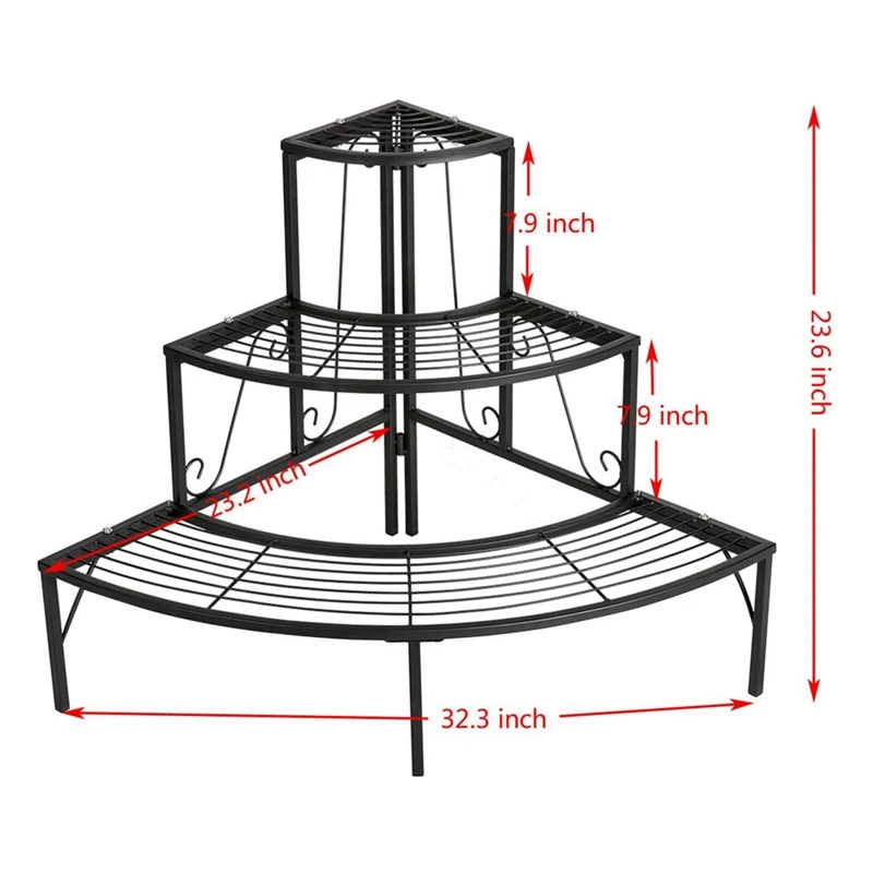 Home Garden Use Decoration Modern 3 Tier Plant Rack, Metal Flower Pot Display Stand