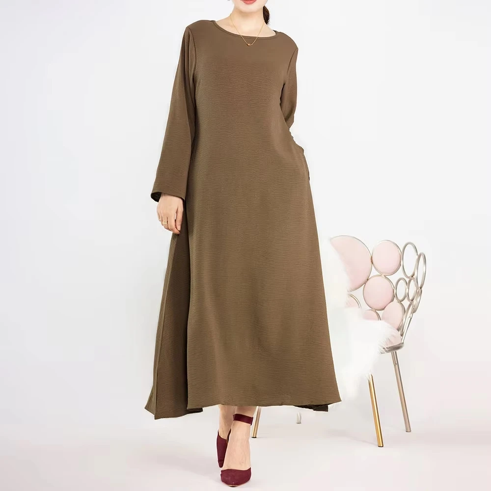 Closed Crepe Inner Slip Abaya with Pockets Manufacturer Dubai Modest Women Muslim Dress Islamic Clothing Wholesale Custom Abaya