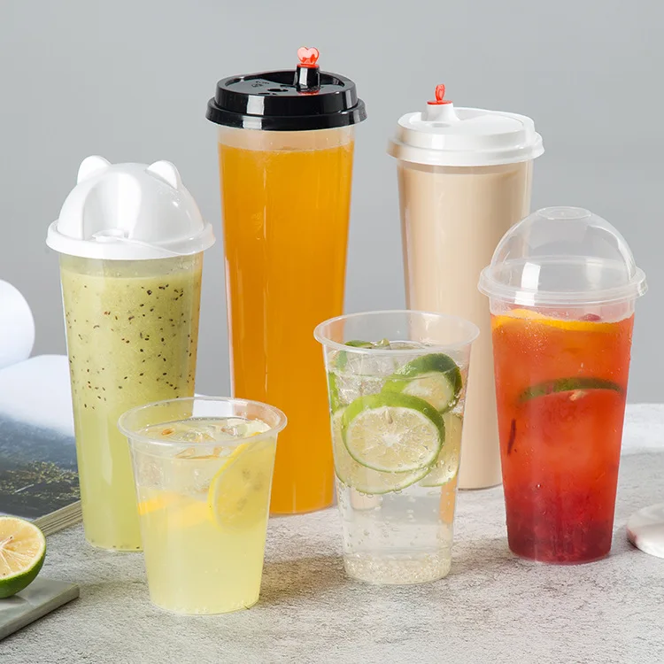 Прозрачные чайные чашки boba с логотипом под заказ, одноразовые пластиковые чашки с крышкой из ПП