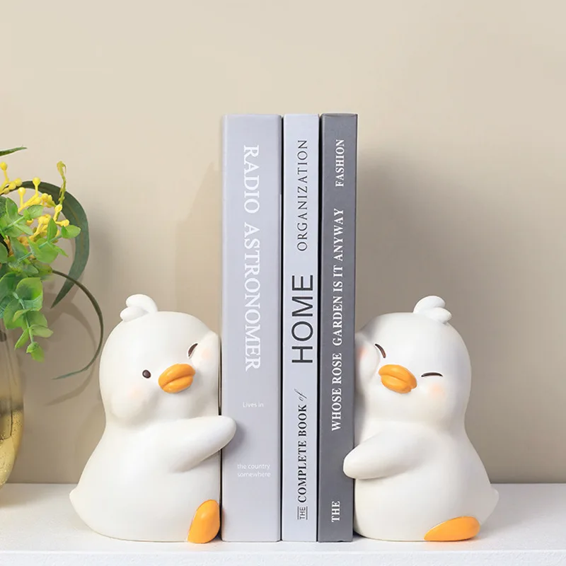 creative duck figurine cute hug ducks decorative bookend resin book ends for shelves