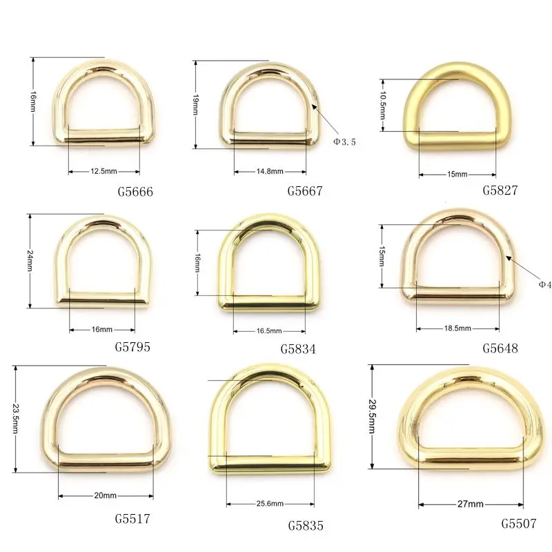 1 inch gold flat wire D ring buckle ring loop for leather strap