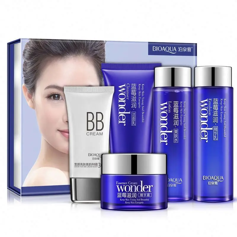 OEM/ODM BIOAQUA Blueberry Nourishing Five Pieces Set for Face Firming Moisturizing and Tender Skin Care Products