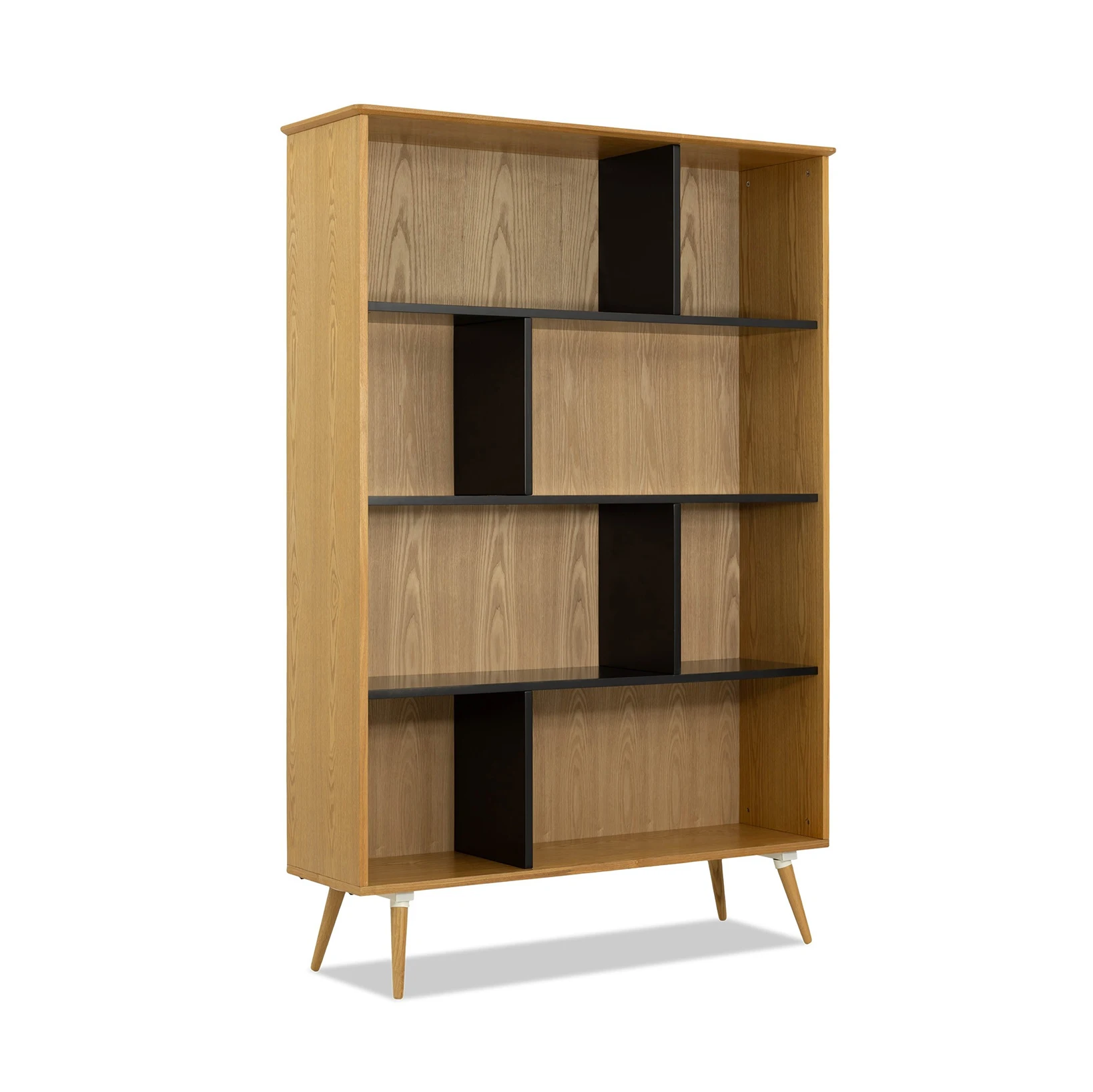 Factory Price Home Office bookcase bookshelf Vertical book shelf with Solid Wood Leg for living room