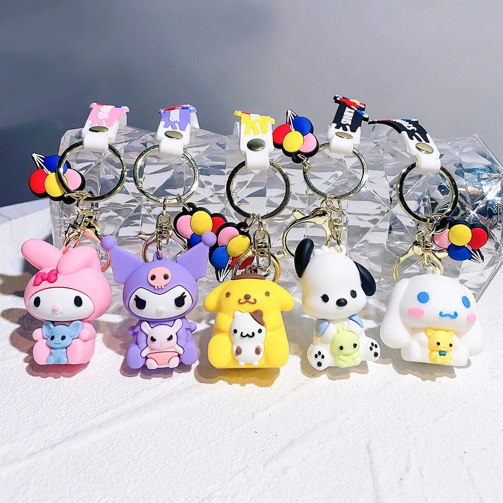 XUX Cartoon Toy Hello Cat Dog Creative Car Key Chain School Bag Pendant Kids Birthday Gifts Wholesale