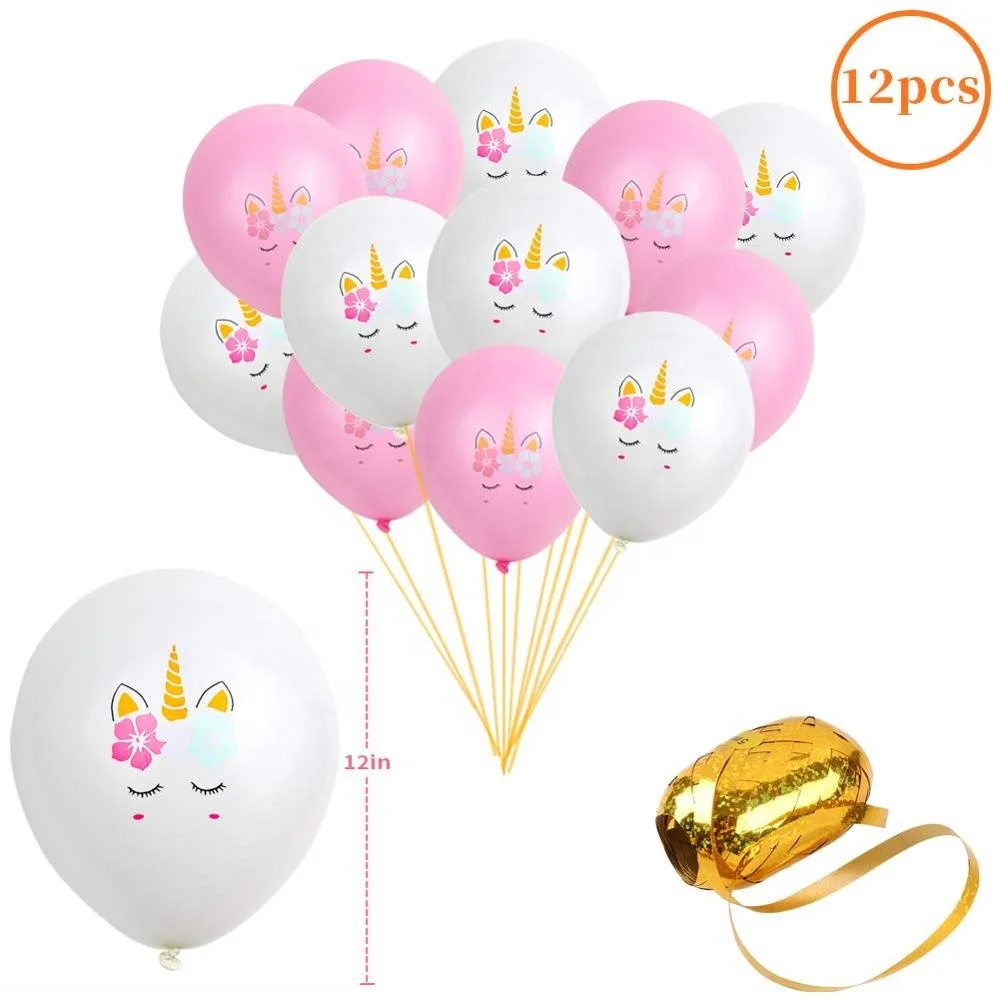144 Pcs Luxury Unicorn Party Serve 16 Banner / Backdrop / Balloons / Hats/ Plates /Table Cloth Wedding Birthday Supplies