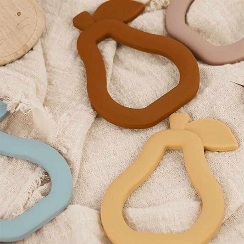 Pear Silicone Teether  Baby Teether Silicone Fruit pear Baby silicone teething chewers