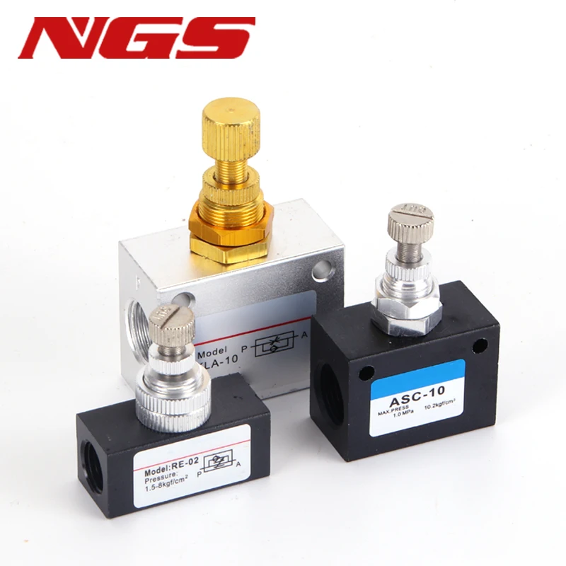 ASC KLA-06/08/10/15/25/32/40/50 RE01 02 03 04 Pneumatic Speed Regulating Valve Flow Control Valve One-way Throttle Valve