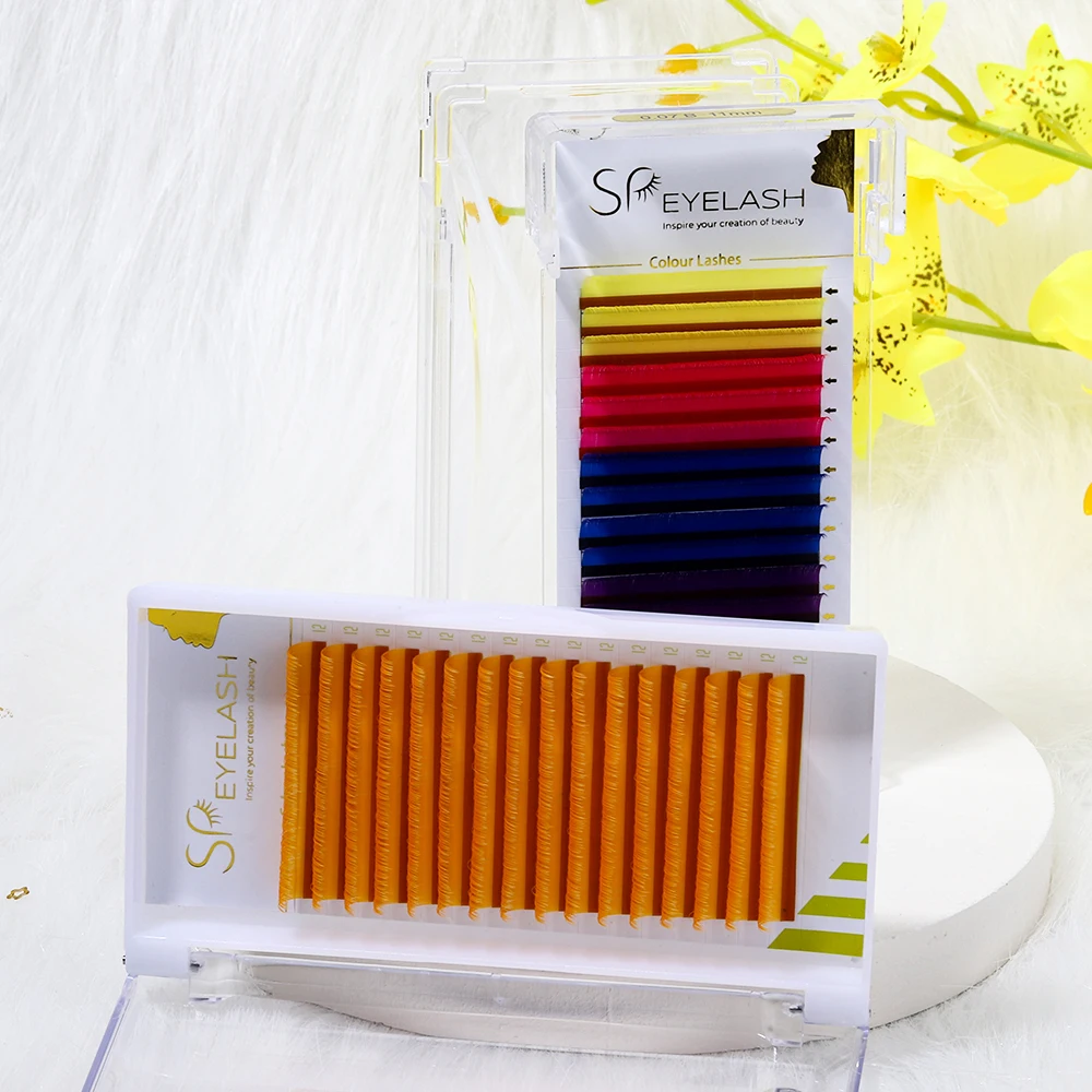 Custom Private Label Individual lashes colored Eyelashes D Curl 0.03 0.05 0.07 Volume Cashmere professional eyelash extension