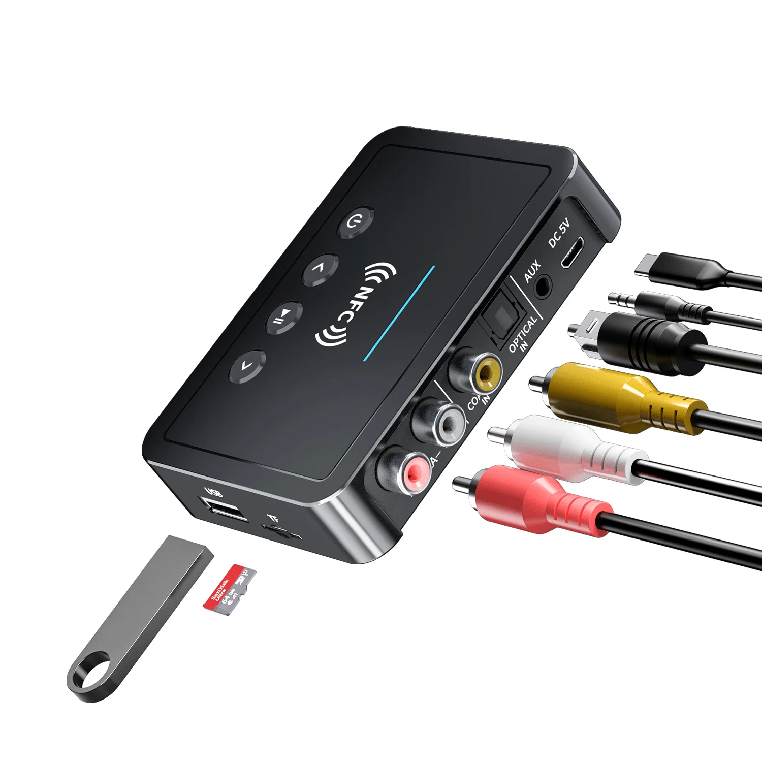  BK-M6 NFC Wireless BT Receiver 5.0 Transmitter FM Three-in-One Audio Adapter Computer