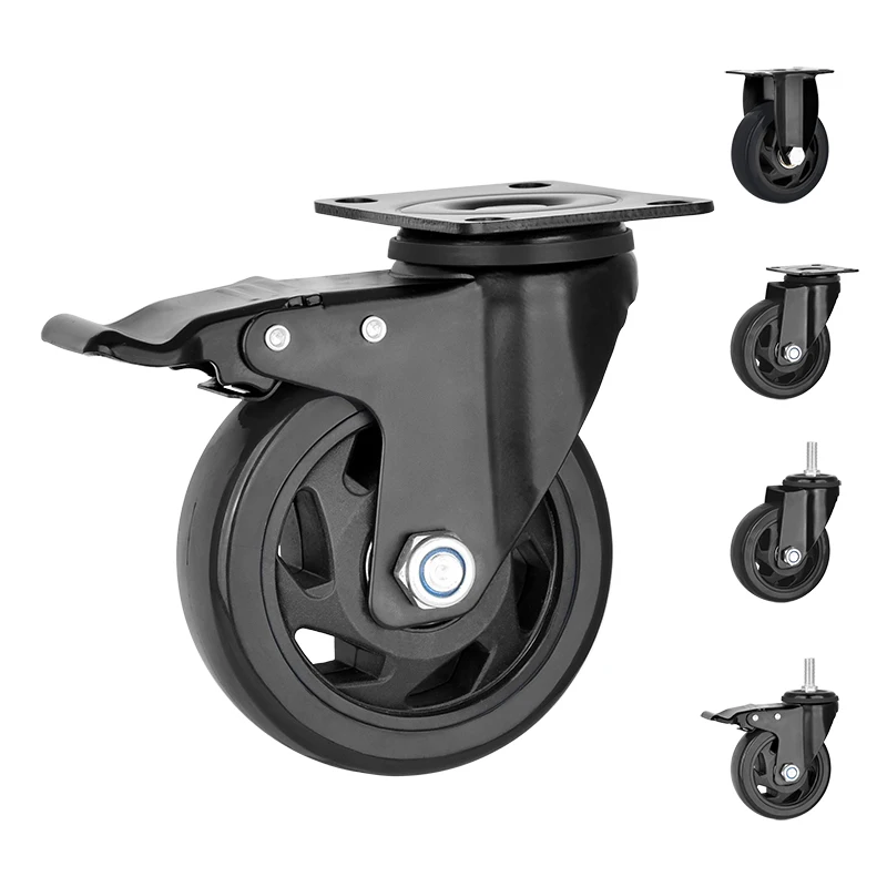 4-дюймовые промышленные колеса из ПВХ универсальные поворотные ролики 100 мм для гостиной школы спортзала средней и большой грузоподъемности