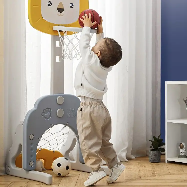 Qiaoqiao Popular kids plastic basketball stands baby indoor playground toys for kindergarten