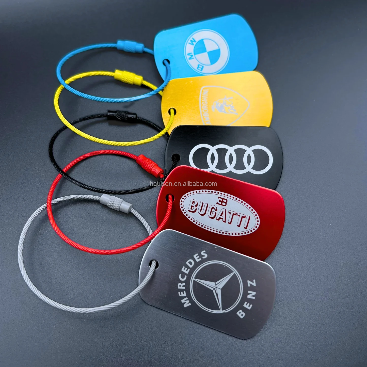 Custom laser engraving aluminum metal luggage tag with chain