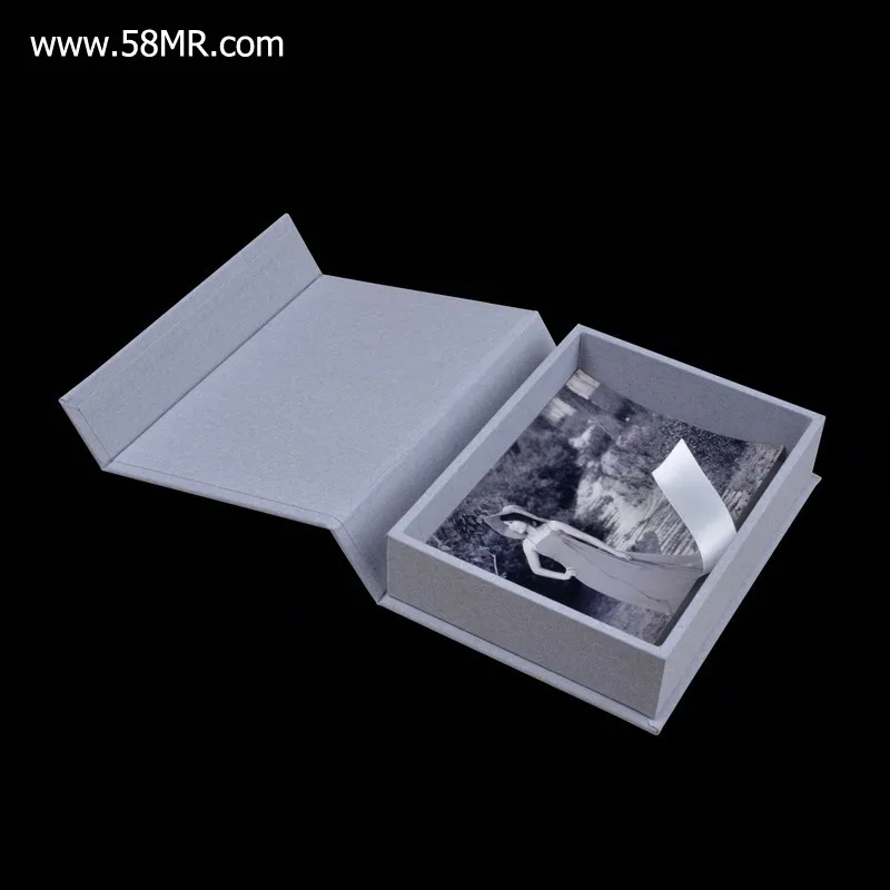 factory custom fabric velvet cloth linen portrait photo print album ribbon storage gift box for mat board