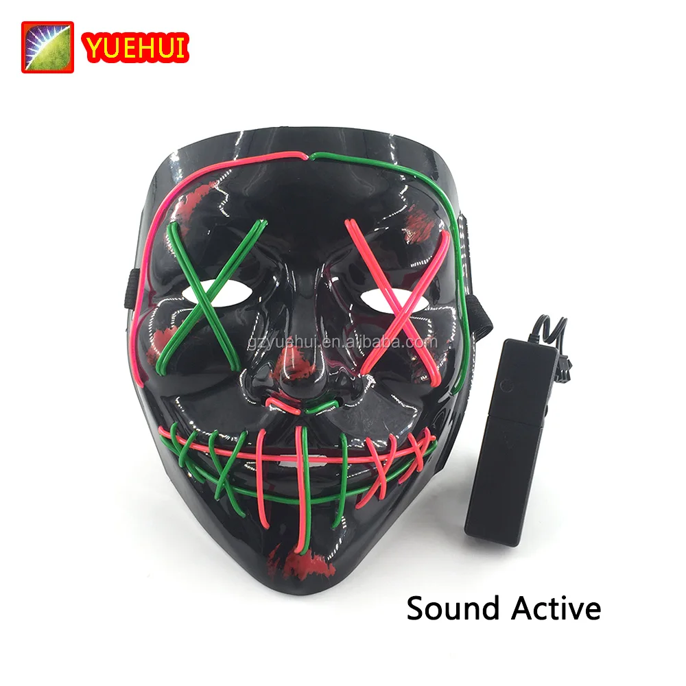 Hot Sale Led Luminous Mask Flashing Horrific EL Skull-Shaped Mask for Festival Parties Neon Nightlife Purge Election Year Mask