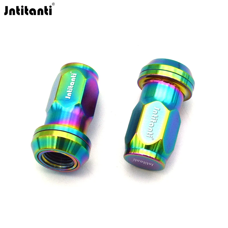 Rainbow Color Closed End Color 17mm Hex Floating 60 Degree Cone Seat Gr.5 Titanium Alloy Auto Wheel Rim Lug Nuts  M12*1.5*40mm