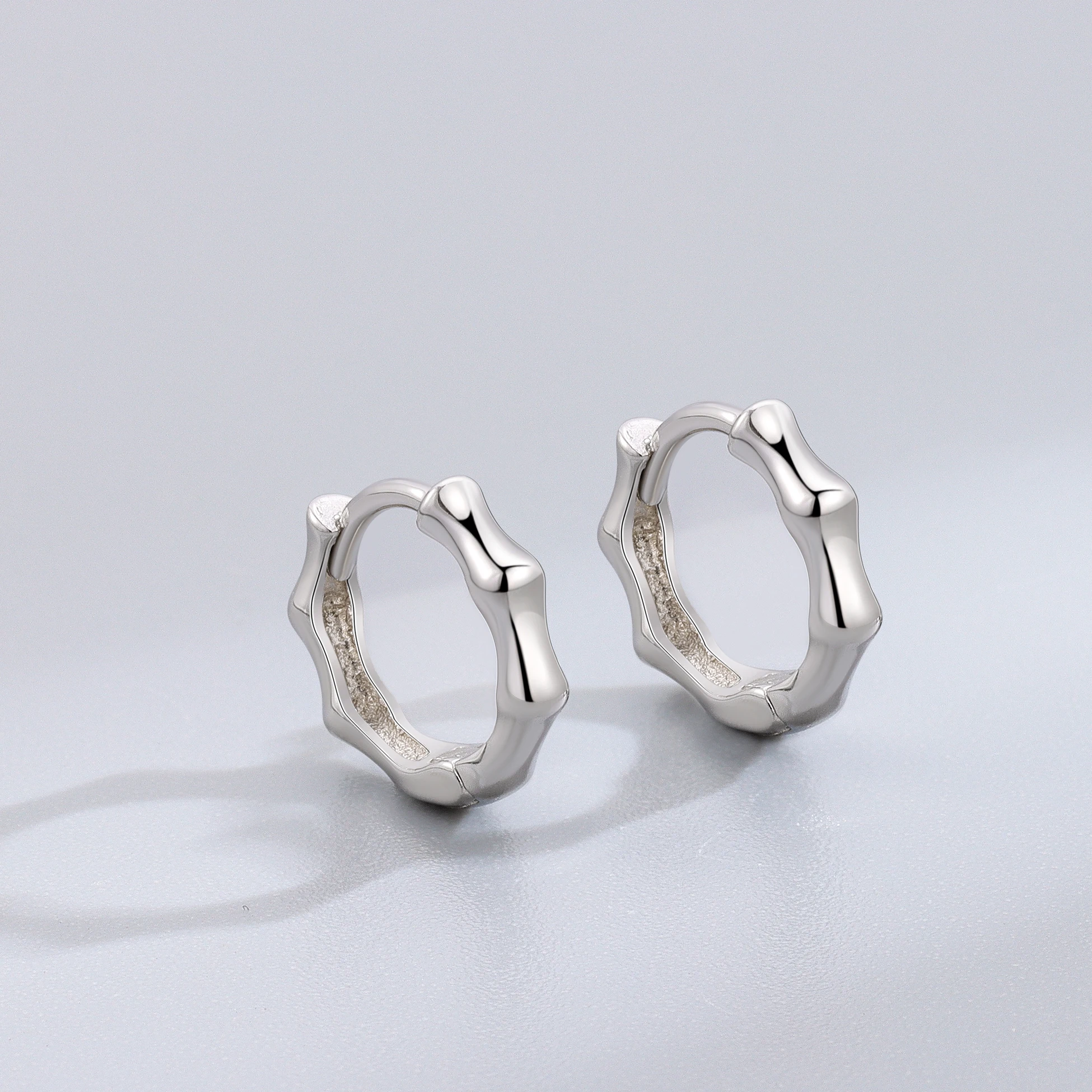 925 Sterling Silver Bamboo Joint Huggie Earrings Trendy Minimalist Personality Small Hoop Earrings Gold Plated For Women