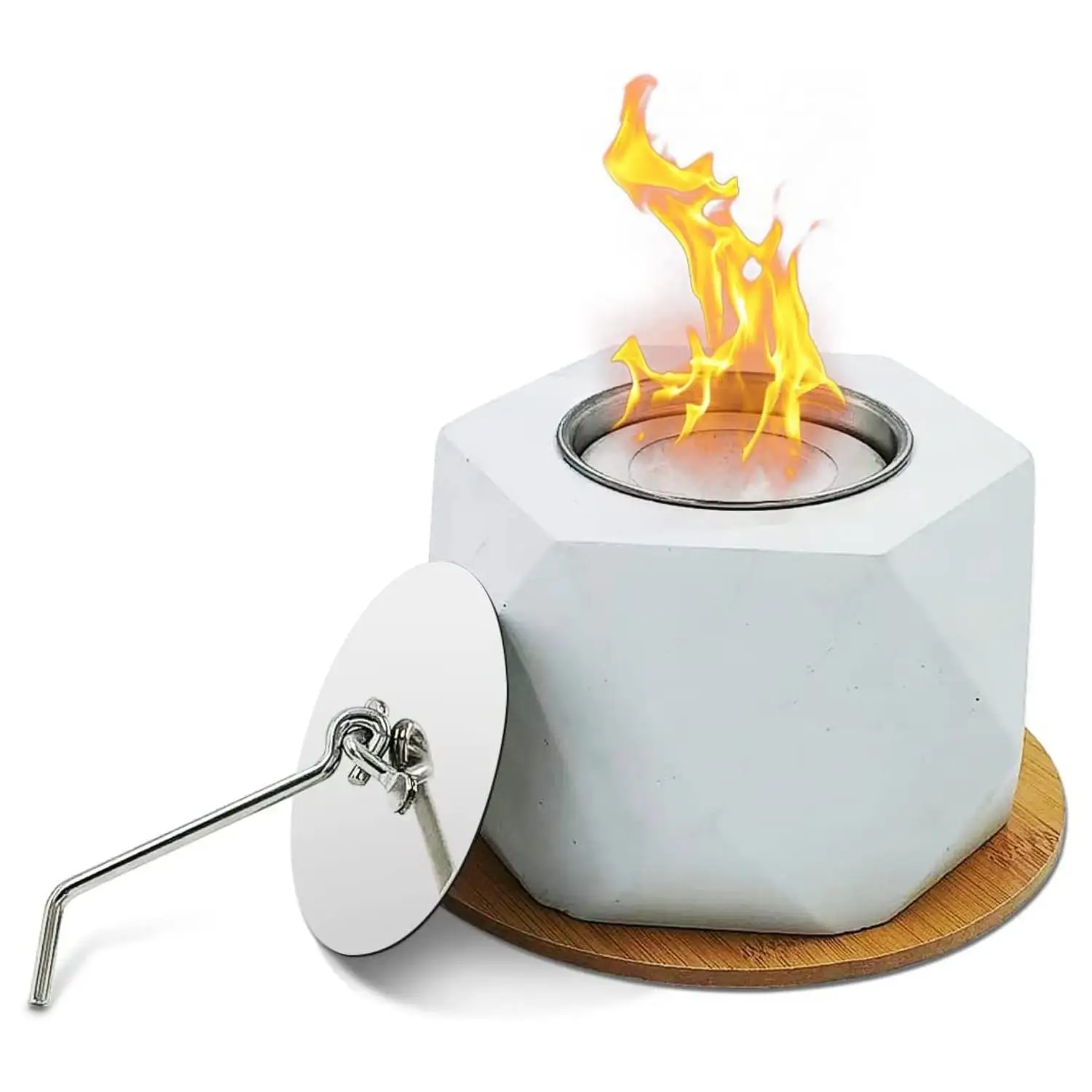 Geometric Tabletop Ethanol Fire Pit Tabletop Fireplace Concrete Smokeless Indoor Tabletop Bioethanol Fire Pit Bowl Outdoor