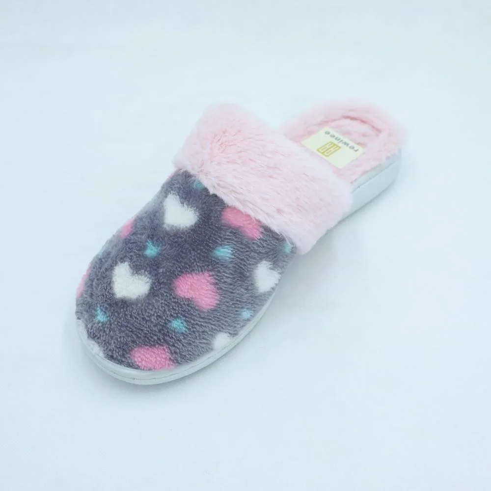 
heart sharp print pink cute female flannel winter footwear 