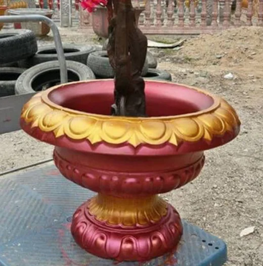 RF concrete big flower pot silicone moulds precast fibreglass planter pot moulds