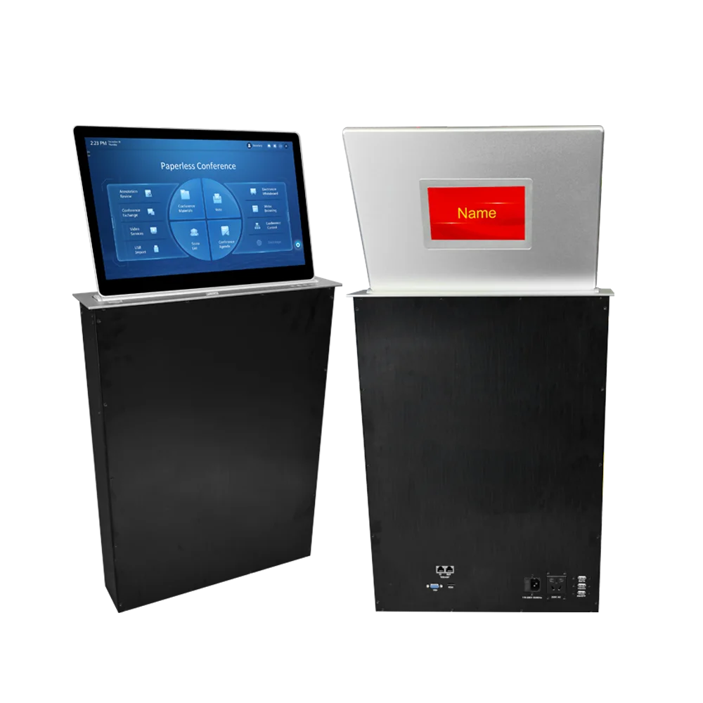 Full HD Ultra-thin Hidden Desk Interactive Pop Up Monitor Lift  Motorized Computer Mechanism