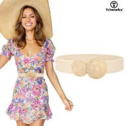 10Y Manufacturer Supply Bohemian Vintage Braided Weave Belt PP Grass Polypropylene Straw Wide Stretch Elastic Belts