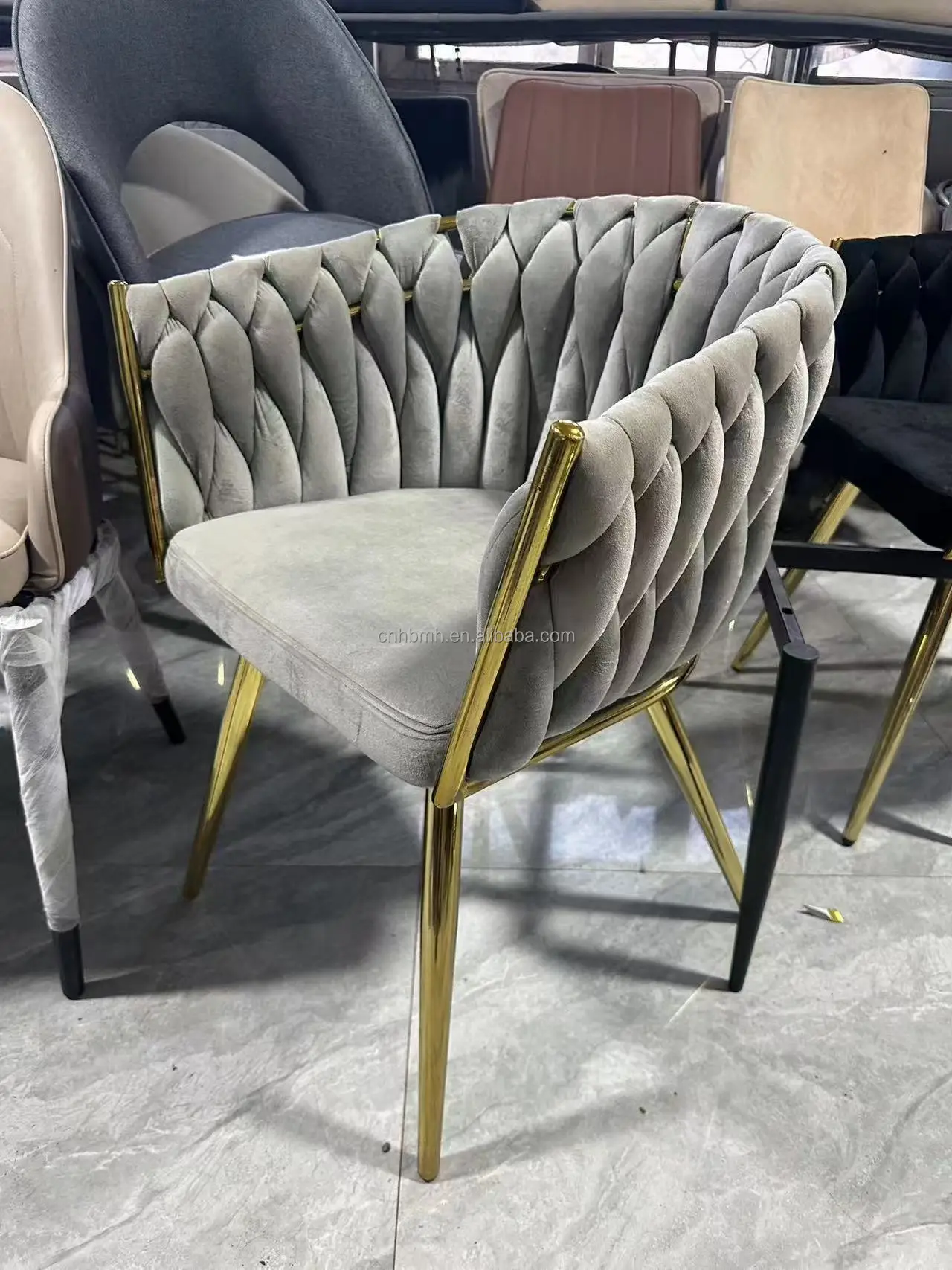 Nordic dining chair velvet club chair home stool Italian hotel light luxury leisure chair network red negotiation armchair