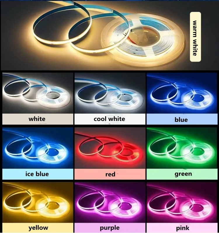ip67 cob led strip 24v warm white 3000k waterproof outdoor 608leds 10mm led cob strip for home decorations