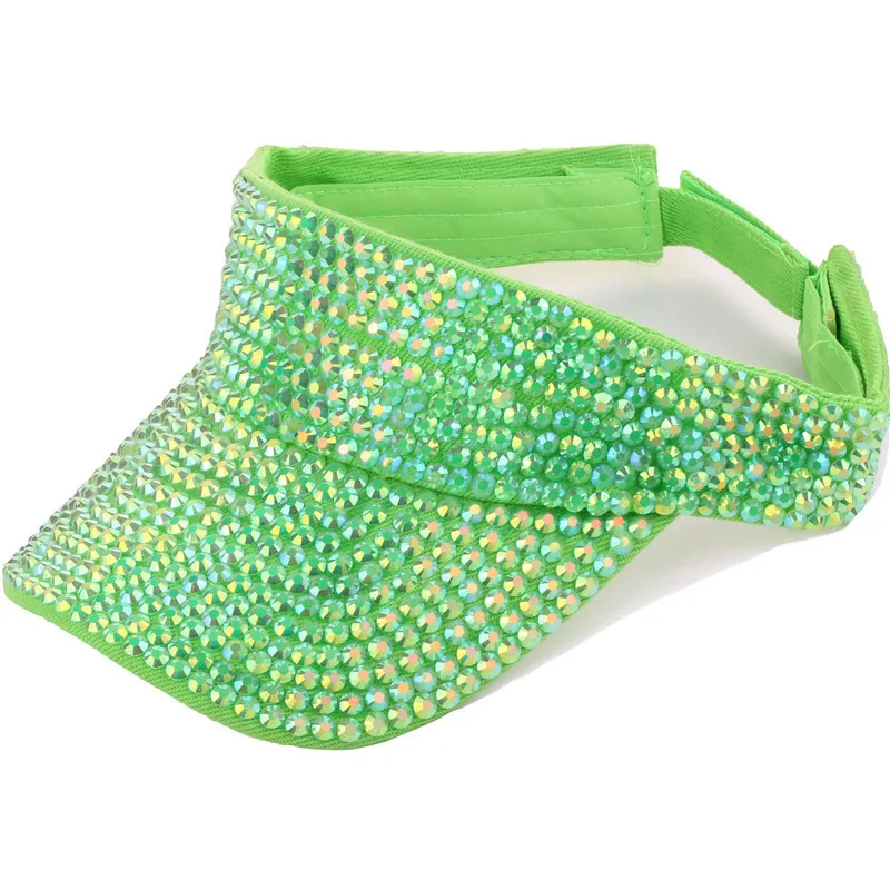 High quality rhinestone visor hat summer women sun protection visor caps