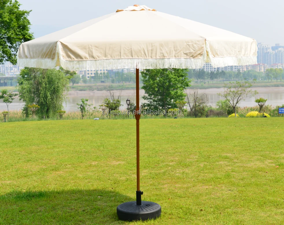 Outdoor furniture wooden cotton rope woven folding garden umbrella