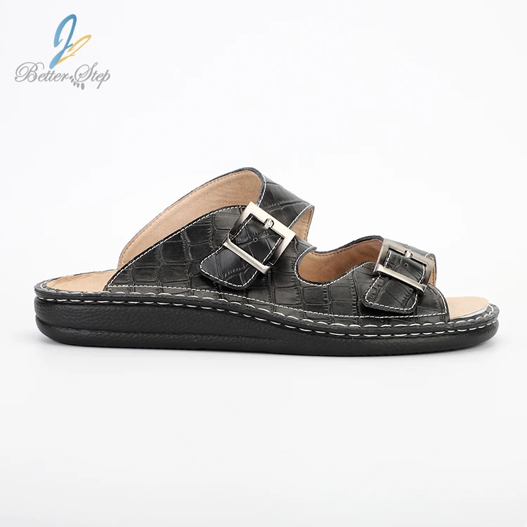 New Fashion Genuine Leather Arch Support Orthopedic Slippers  for men