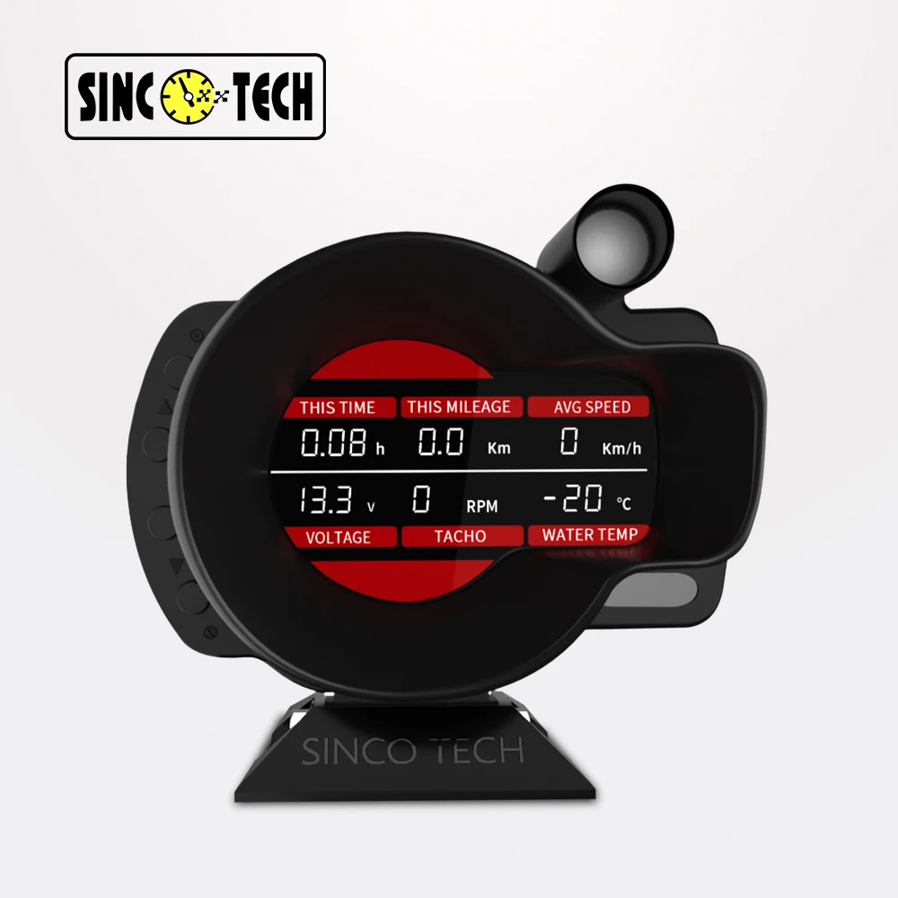 Sinco Tech Universal Auto Speedometer Boost RPM Volts EGT AFR Oil Press Water Temperature 9-in-1 Gauge meter(DO916-S)
