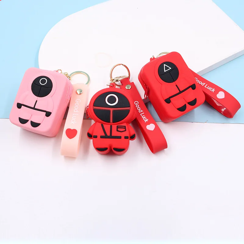 wholesale cheap new design wallet waterproof portable silicone kids children mini cute small fancy bag Squid Game purse