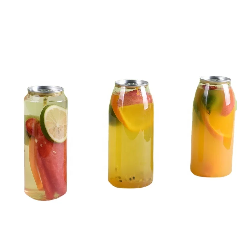 Hot Sale  PET Plastic Empty Soft Drinks Beer Bottle Beverage Can For Juice Plastic Transparent cans
