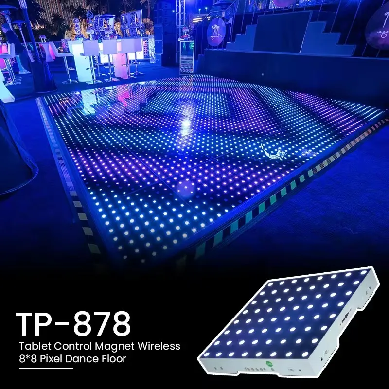 Wireless 3d star effect led sensor dance floor custom diy light up square glass magnetic led pixel dance floor with name 16 x 16