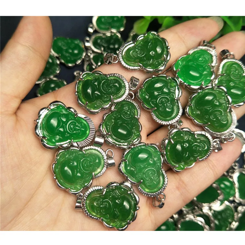 Оптовая продажа, дешевые ювелирные изделия, кварцевый камень, Нефритовый Кулон, Ожерелье, Будда Maitreya, кулон, кулон