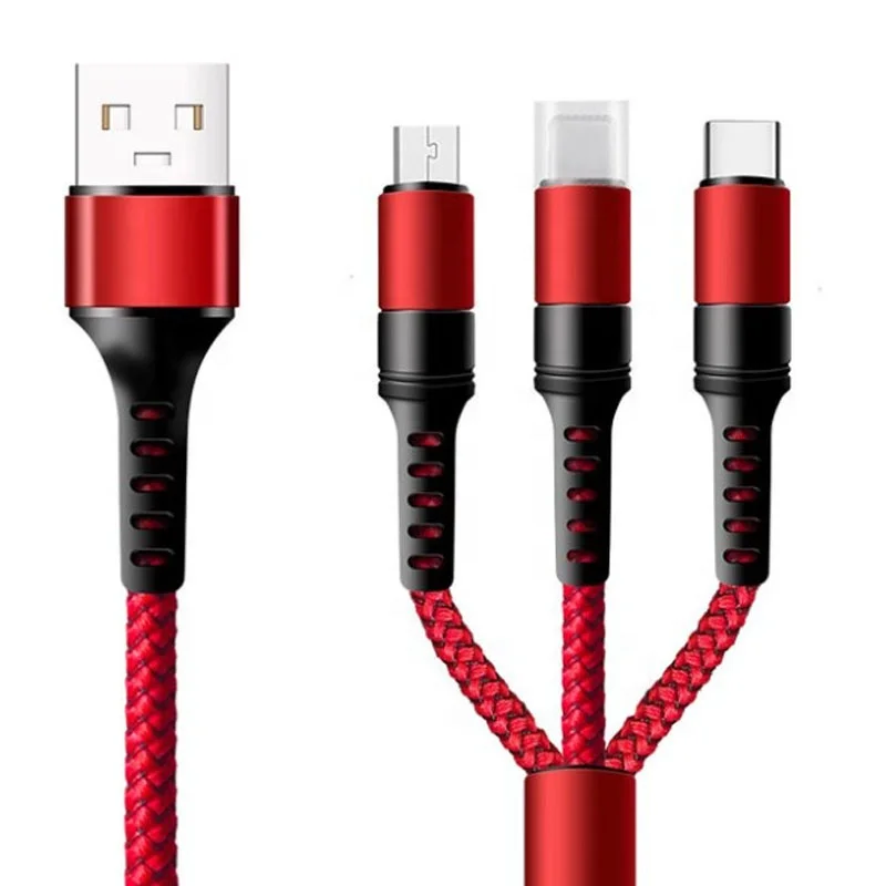 for cell phones smart 3 in 1 charging cables usb type c cable fast charging cable 5a for iphone,android