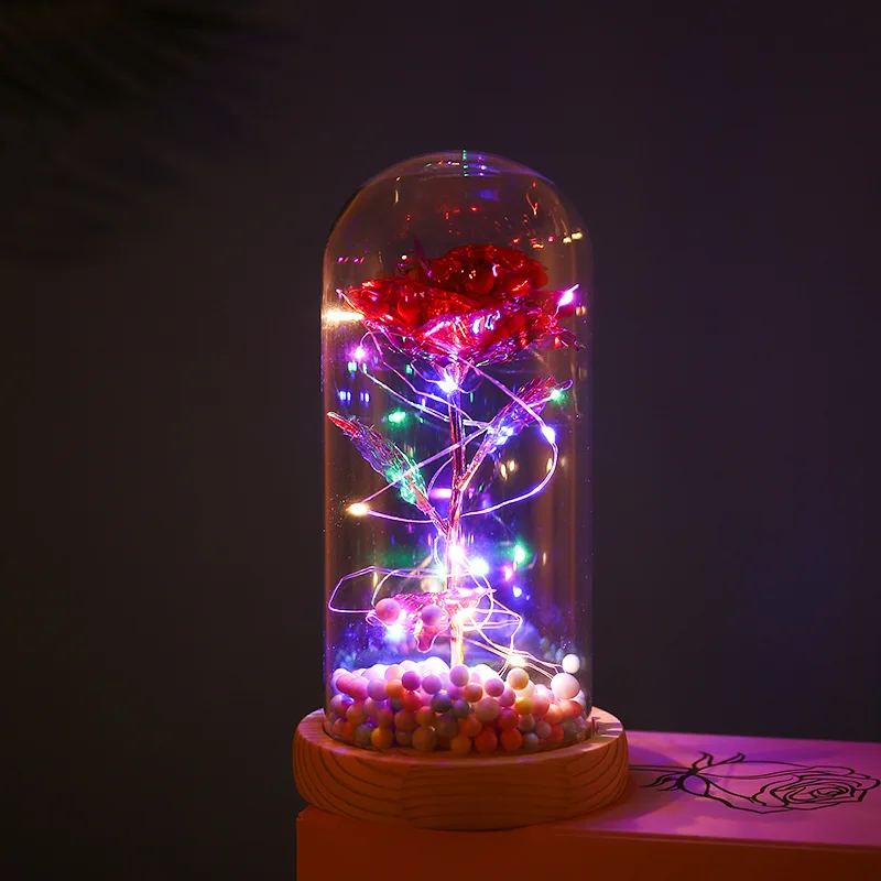 Eternal Flower Decoration Rosa En Cupula De Vidrio Artificial Rose Glass Dome Preserved Rose in Glass