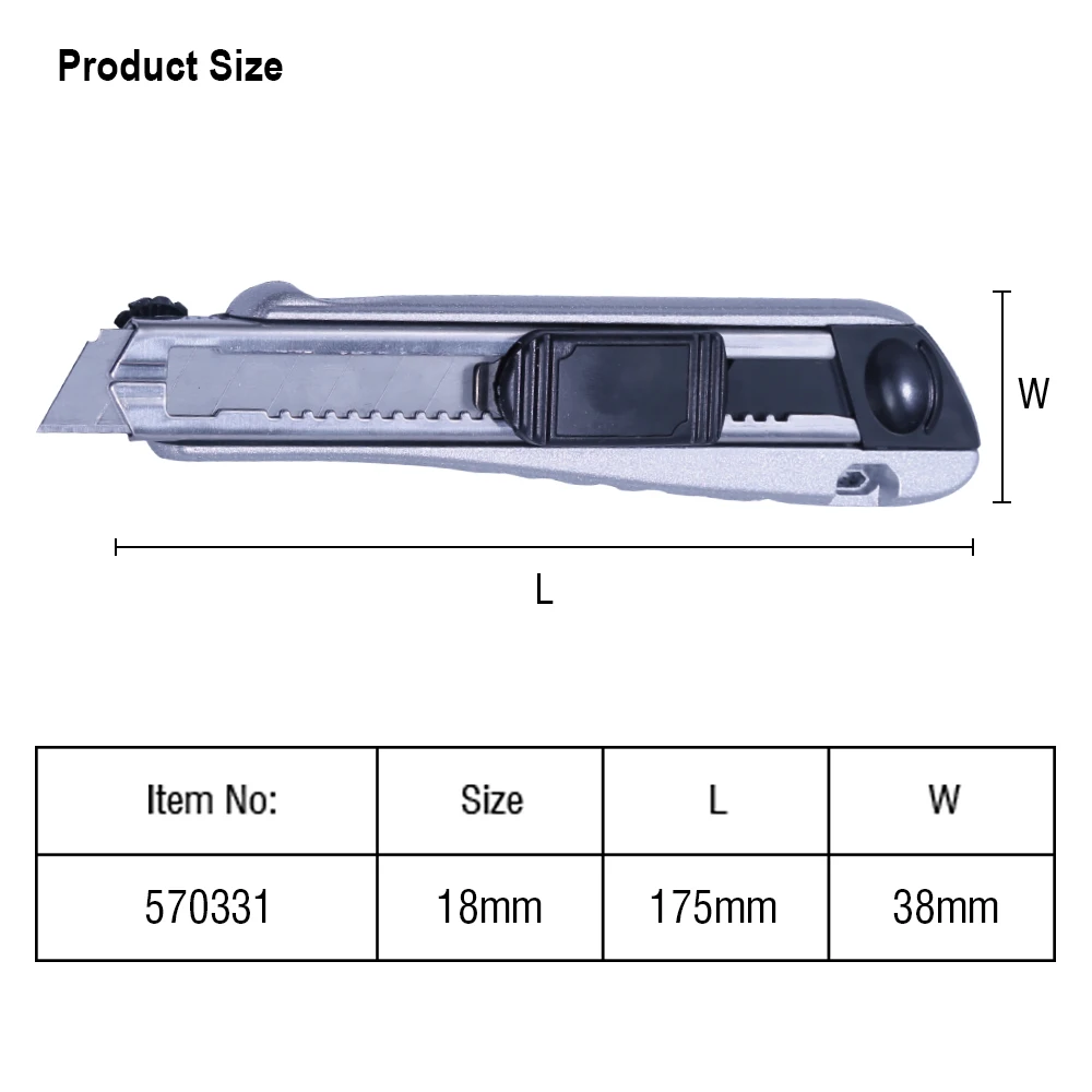 18mm PRO Metal Knife Metal Holder Professional Multi tool Office Cutting Tools Holder 6Pcs Blades Pocket Knife